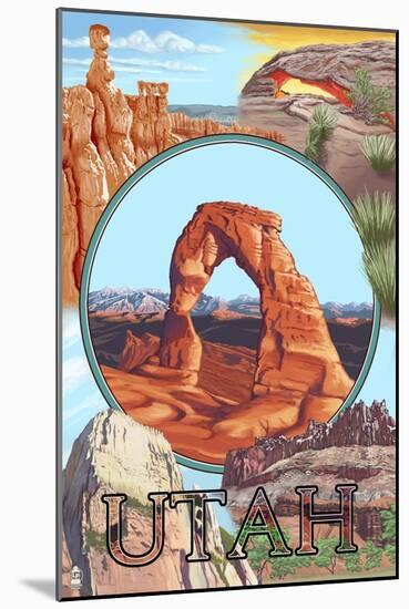 Utah - Delicate Arch Montage-Lantern Press-Mounted Art Print