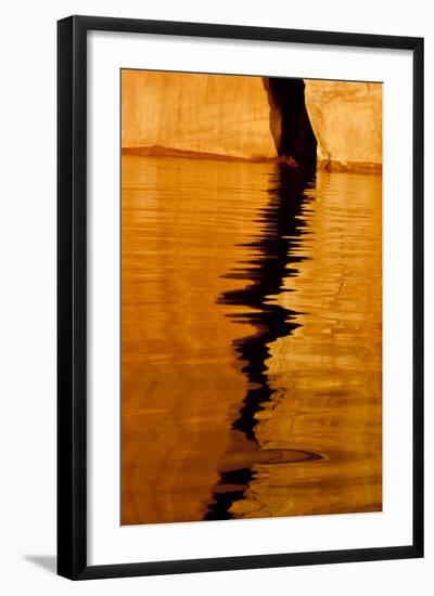 Utah. Detail, Colorful Abstract Reflections, Sunrise Reflections Off Tapestry Wall on Lake Powell-Judith Zimmerman-Framed Photographic Print