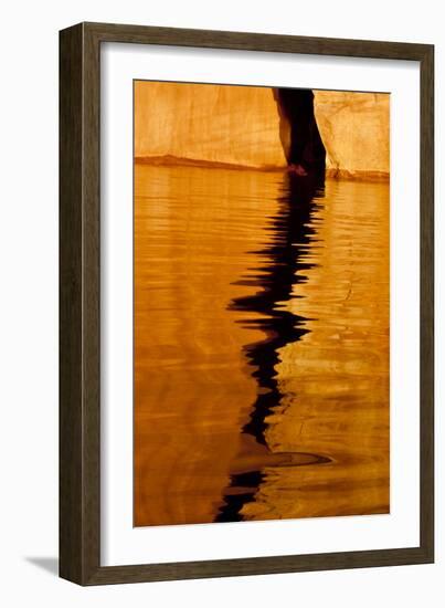 Utah. Detail, Colorful Abstract Reflections, Sunrise Reflections Off Tapestry Wall on Lake Powell-Judith Zimmerman-Framed Photographic Print