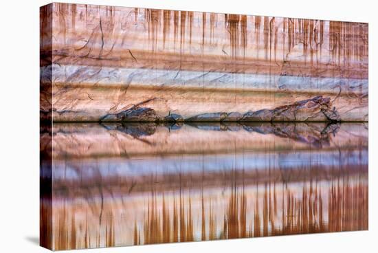 Utah, Glen Canyon Nra. Abstract Reflection of Stained Sandstone Wall-Jaynes Gallery-Stretched Canvas