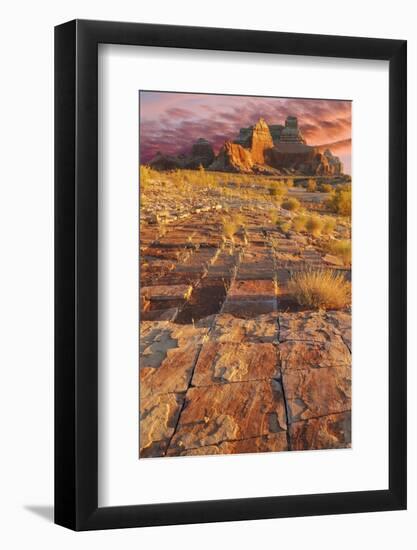 Utah, Glen Canyon Nra. Sunset on Sandstone Formations-Jaynes Gallery-Framed Photographic Print