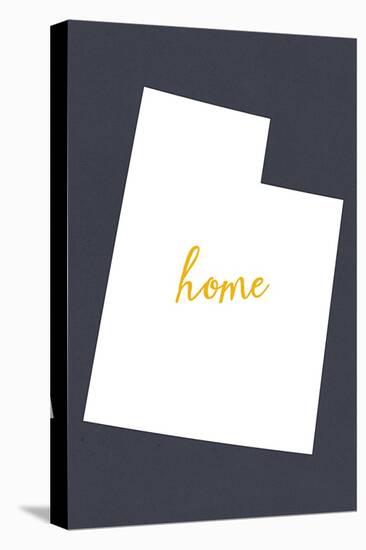 Utah - Home State - White on Gray-Lantern Press-Stretched Canvas
