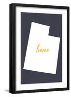 Utah - Home State - White on Gray-Lantern Press-Framed Art Print