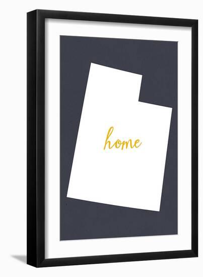 Utah - Home State - White on Gray-Lantern Press-Framed Art Print