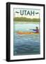 Utah - Kayak Scene-Lantern Press-Framed Art Print