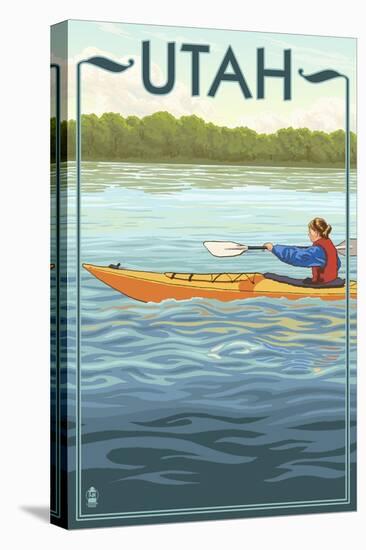 Utah - Kayak Scene-Lantern Press-Stretched Canvas