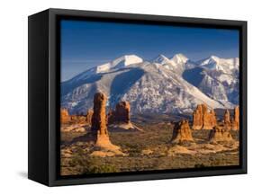 Utah, La Sal Mountains from Arches National Park, USA-Alan Copson-Framed Stretched Canvas