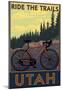 Utah - Mountain Bike Scene-null-Mounted Poster