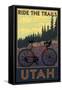 Utah - Mountain Bike Scene-Lantern Press-Framed Stretched Canvas