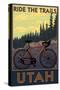 Utah - Mountain Bike Scene-Lantern Press-Stretched Canvas