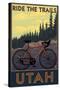 Utah - Mountain Bike Scene-Lantern Press-Stretched Canvas