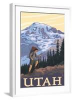 Utah - Mountain Hiker-Lantern Press-Framed Art Print