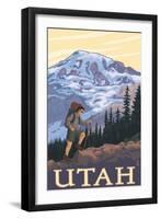 Utah - Mountain Hiker-Lantern Press-Framed Art Print