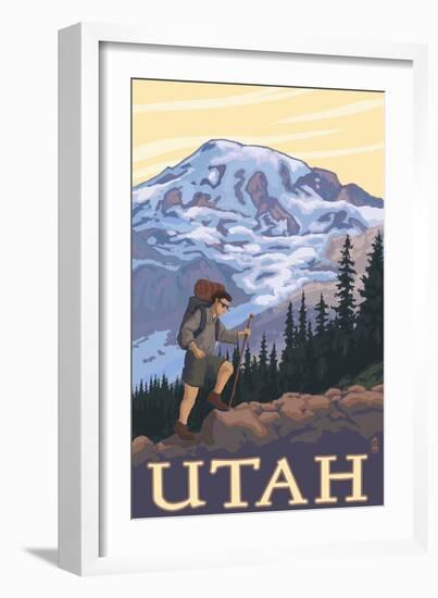 Utah - Mountain Hiker-Lantern Press-Framed Art Print