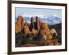 Utah, Mountains of Manti La Sal National Forest and Sandstone Pinnacles, Devils Garden-Christian Kober-Framed Premium Photographic Print