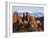 Utah, Mountains of Manti La Sal National Forest and Sandstone Pinnacles, Devils Garden-Christian Kober-Framed Photographic Print