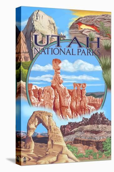 Utah National Parks - Bryce in Center, c.2009-Lantern Press-Stretched Canvas