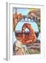 Utah National Parks - Delicate Arch Center-Lantern Press-Framed Art Print