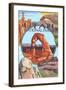 Utah National Parks - Delicate Arch Center-Lantern Press-Framed Art Print