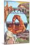Utah National Parks - Delicate Arch Center-Lantern Press-Mounted Art Print