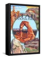Utah National Parks - Delicate Arch Center-Lantern Press-Framed Stretched Canvas