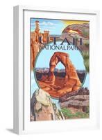 Utah National Parks - Delicate Arch Center-Lantern Press-Framed Art Print