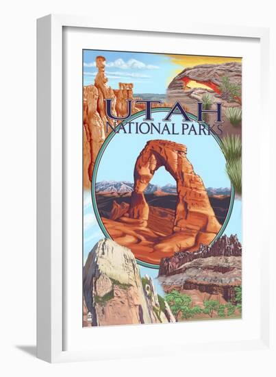 Utah National Parks - Delicate Arch Center-Lantern Press-Framed Art Print