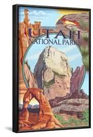 Utah National Parks - Zion in Center, c.2009-Lantern Press-Framed Art Print