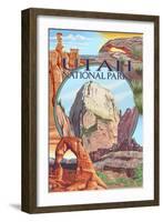 Utah National Parks - Zion in Center, c.2009-Lantern Press-Framed Art Print