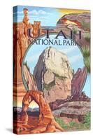 Utah National Parks - Zion in Center, c.2009-Lantern Press-Stretched Canvas