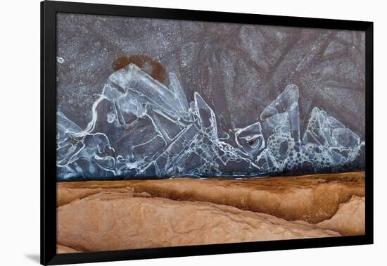 Utah, Natural Bridges National Monument. Frozen Sand, Sandstone, and Ice Patterns-Judith Zimmerman-Framed Photographic Print