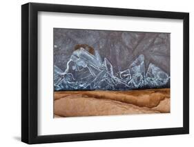 Utah, Natural Bridges National Monument. Frozen Sand, Sandstone, and Ice Patterns-Judith Zimmerman-Framed Photographic Print