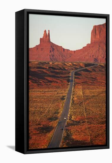 Utah, Navajo Nation, U.S. Route 163 Heading Towards Monument Valley-David Wall-Framed Stretched Canvas