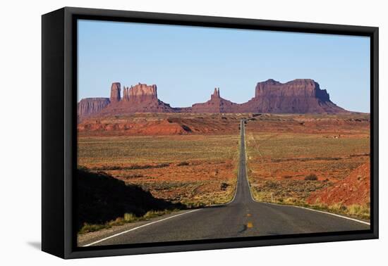 Utah, Navajo Nation, U.S. Route 163 Heading Towards Monument Valley-David Wall-Framed Stretched Canvas