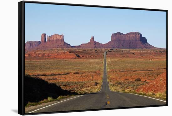 Utah, Navajo Nation, U.S. Route 163 Heading Towards Monument Valley-David Wall-Framed Stretched Canvas