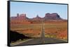 Utah, Navajo Nation, U.S. Route 163 Heading Towards Monument Valley-David Wall-Framed Stretched Canvas