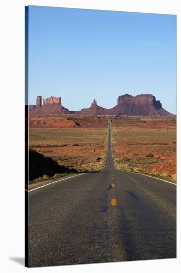 Utah, Navajo Nation, U.S. Route 163 Heading Towards Monument Valley-David Wall-Stretched Canvas