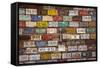 Utah, Old Number Plates at Hole N the Rock Tourist Center-David Wall-Framed Stretched Canvas