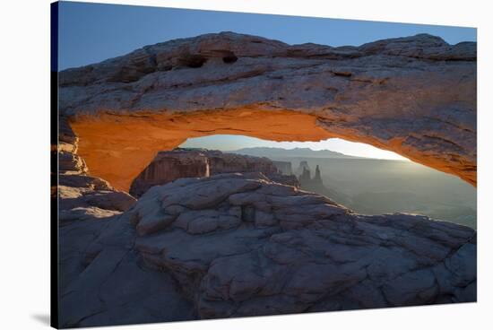 Utah. Overlook Vista Through Mesa Arch During Winter at Canyonlands National Park, Island in Sky-Judith Zimmerman-Stretched Canvas