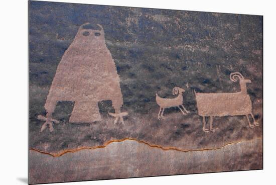 Utah, Owl Panel with Big Horn Sheep, Ancient Petroglyph-Judith Zimmerman-Mounted Premium Photographic Print