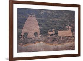 Utah, Owl Panel with Big Horn Sheep, Ancient Petroglyph-Judith Zimmerman-Framed Photographic Print