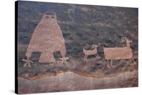 Utah, Owl Panel with Big Horn Sheep, Ancient Petroglyph-Judith Zimmerman-Stretched Canvas