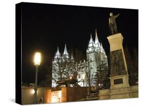 Utah, Salt Lake City, Mormon Theatre Monument in Honour of Brigham Young and the Pioneers, USA-Christian Kober-Stretched Canvas