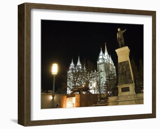 Utah, Salt Lake City, Mormon Theatre Monument in Honour of Brigham Young and the Pioneers, USA-Christian Kober-Framed Photographic Print