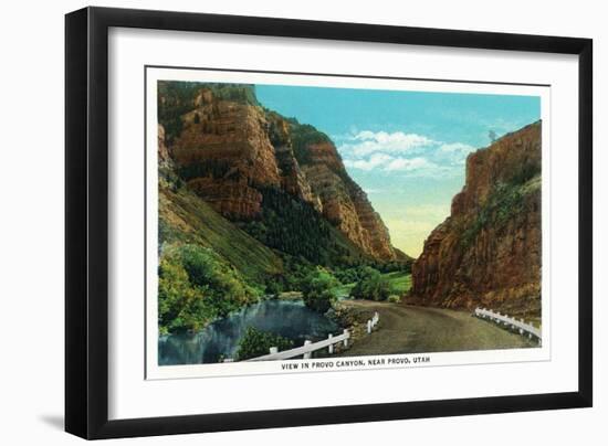 Utah - Scenic View in Provo Canyon Near Provo, c.1936-Lantern Press-Framed Art Print