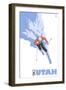 Utah, Skier Stylized-Lantern Press-Framed Art Print