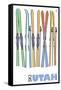 Utah, Skis in the Snow-Lantern Press-Framed Stretched Canvas