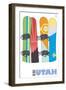 Utah, Snowboards in the Snow-Lantern Press-Framed Art Print