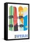 Utah, Snowboards in the Snow-Lantern Press-Framed Stretched Canvas