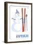 Utah, Snowman with Skis-Lantern Press-Framed Art Print